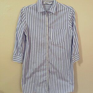 ZARA Basic Blue and White Striped Shirt Dress, 3/4 Length Sleeve/Roll-Ta…